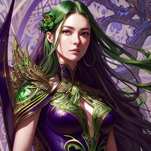 Prompt: Detailed eyes flawless eyes Gorgeous chartreuse greenest hair natural lime flair goddess, intricate, dramatic full body pose, magnificent, masterpiece, by minjae lee, by James jean, by WLOP, mucha, Waterhouse, by eve ventrue, by anna dittmann, by Alessio Albi, dynamic lighting, green, emeralds