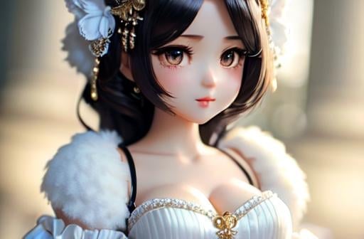 Prompt: Exquisite New Character, Cute Female Woman, Highly Detailed, Fluffy, Intricate Details, Beautiful Big Eyes, Maximum Cuteness, Lovely, Adorable, Beautiful, Flawless, Masterpiece, Soft Dramatic Moody Lighting, Radiant Love Aura, Ultra High Quality Octane, Hypema Red Full Body, Hypermaximalist, Beautiful, Flawless, Masterpiece, wears an elegant bell cut dress with a corset