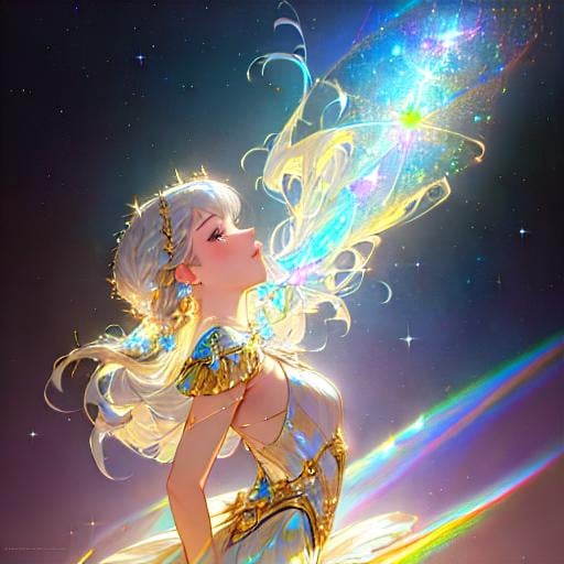 Prompt: Photorealistic portrait of a beautiful ballerina wearing a shinning, sparkling  leotard with delicate iridescent crystal intricate details and a Tutu made of boreal cosmic iridescent clouds , art for the game, queen of winter, very luminous design, Jean Baptiste Monge, James Jean, Mark Ryden, pino daeni, karol bak, cushart, wlop inspired by Ursula Wood, detailed hot maw, ice, ultra detailed. Ethereal background, style of arrival, concept image, frostbite, wlop, shimmer, glitter, highly detailed, unreal engine, super clear resolution, cinematic quality. full body,