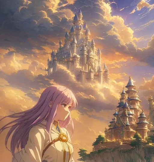 Prompt: warriors rpg game and floating castle heavenly sunshine beams divine bright soft focus holy in the clouds ethereal fantasy hyperdetailed mist Thomas Kinkade Studio Ghibli Anime Key Visual by Makoto Shinkai Deep Color Intricate Natural Lighting Beautiful Composition Epic brilliant stunning meticulously detailed dramatic atmospheric maximalist by artist Tamako Nakamura Anime Key Visual Japanese Manga Pixiv Zerochan Anime art Fantia