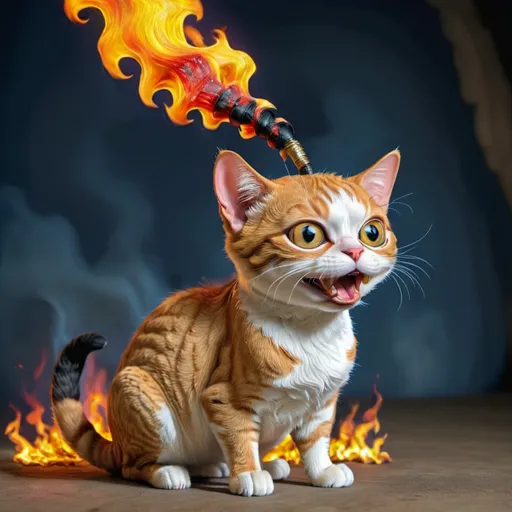 Prompt: cat with fire for a tail
