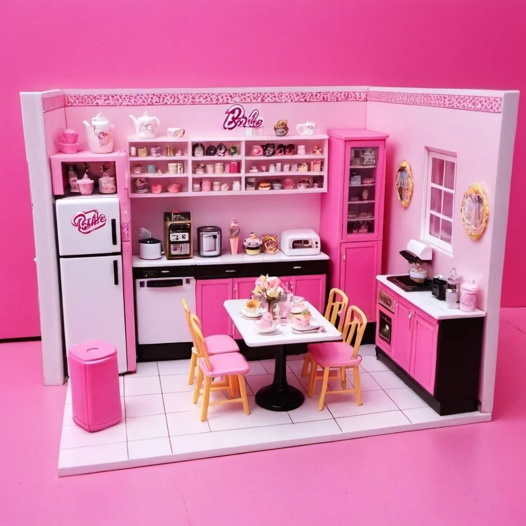 Prompt: kawaii cofe shop room diorama
barbie house 1:6 style


