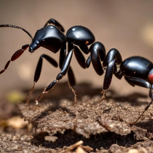 Prompt: Huge black ant ant crawling over a man while sleeping