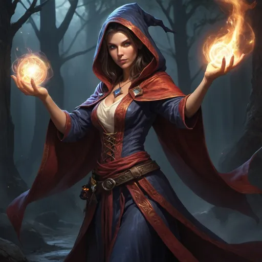 Prompt: Female Sorcerer using 
