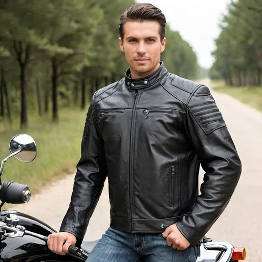 Prompt: Men's motorcycle riding coat