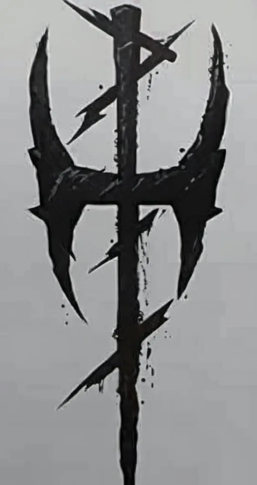 Prompt: Create a symbol like Brand of sacrifice form berserker which represents power, sacrifice, darkness and the symbol should be little bit simple 