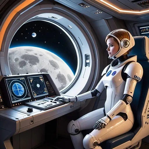 Prompt: The scene is set inside a futuristic spaceship, reminiscent of the Star Trek universe. In the captain's chair sits CamelToe, a camel dressed in a futuristic space suit, with an ecstatic expression on its face. Sitting beside CamelToe is its co-pilot, a humanoid figure also in a space suit, and a robot named "R2-69", resembling R2-D2 but with a playful and mischievous look. They're all looking out through the spaceship's window at a large moon glowing in the distance.

CamelToe is eagerly pointing towards the moon with one hoof while holding onto the spaceship's control panel with the other. The co-pilot and R2-69 are both leaning in, sharing in CamelToe's excitement as they gaze at the moon, anticipating their journey ahead.

The spaceship itself is sleek and futuristic, with various control panels and displays scattered around the cockpit. Outside the window, stars twinkle against the backdrop of space, adding to the sense of adventure and exploration. And prominently displayed on the spaceship's hull is the logo of the CamelToe cryptocurrency token, indicating their journey to the moon and beyond in the world of crypto.
