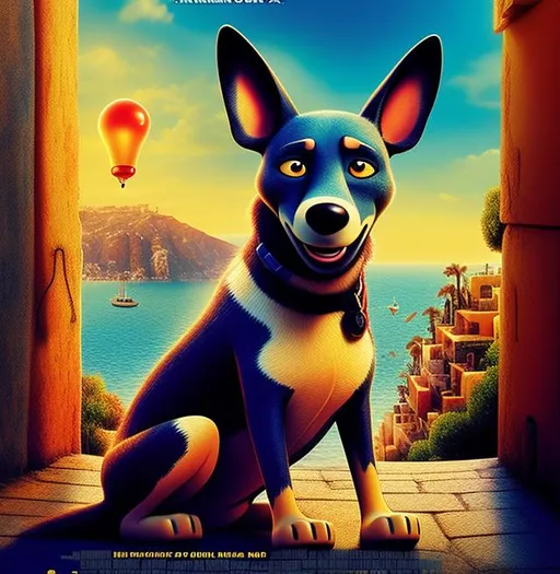 Prompt: Poster of a movie called "Bunny", picture of a cretan streetdog, Disney, Pixar