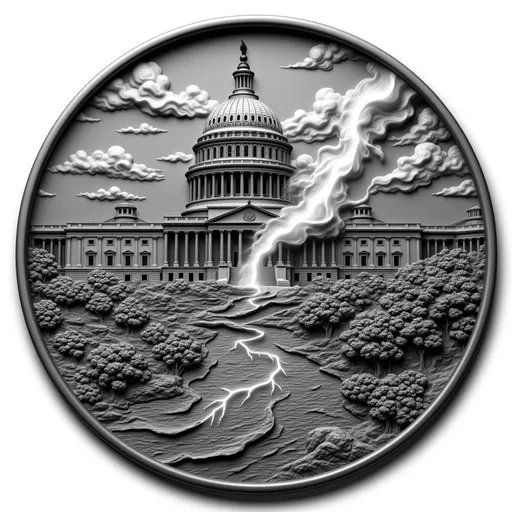 Prompt: lightning bolt striking capitol building


