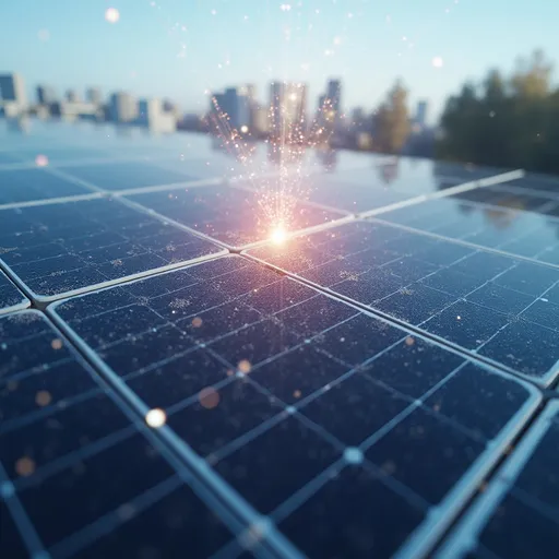 Prompt: Create a photorealistic rendering of a solar panel with a layer of visual technology on top of it
