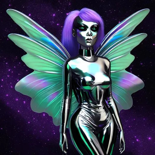 Prompt: galactic chrome fairy 
