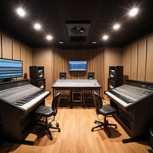 Prompt: Recording studio equipped with live sound and music class 