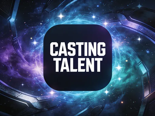 Prompt: A 1:1 square Discord role icon, centered bold white text "CASTING TALENT" on a dark, cosmic, and energetic Marvel-themed background (e.g., cosmic energy swirls like Doctor Strange's magic, particles like Starlight, or a vibranium-inspired texture). The style should be cool, sleek, and modern, with a focus on legibility and a professional esports/gaming vibe.
