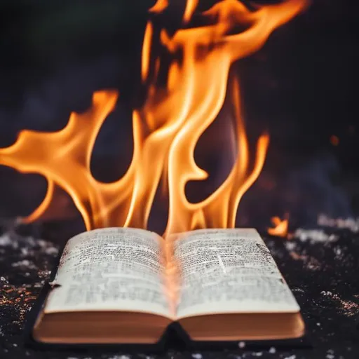 Prompt: photo of a book burning

