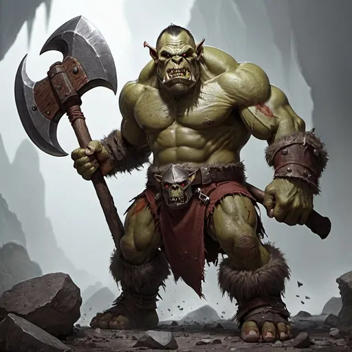 Prompt: An powerfull orc with a big axe