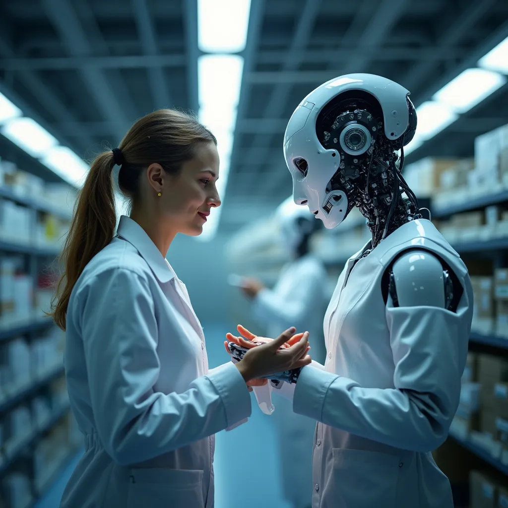 Prompt: AI and healthcare working working together

