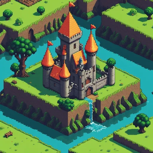 Prompt: 8-bit, video game, castle, grassland, Slime, 2.5D view, pixel art, retro, vibrant colors, detailed textures, side-scrolling, classic gaming, nostalgic, low resolution, playful, top-down perspective, bright and cheerful atmosphere