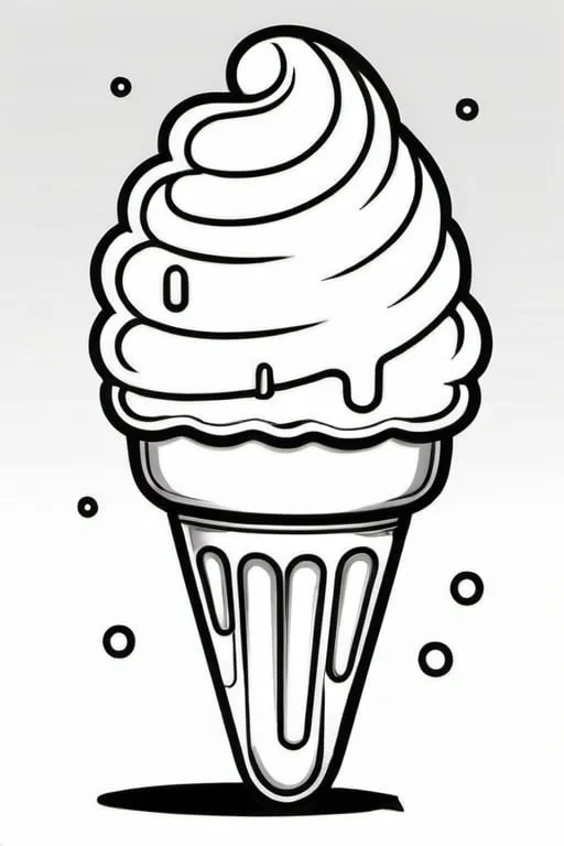 Prompt: a delicious ice cream stick melts, colouring page, line art, clean line art, clean outline, sketch style, cartoon style, one line, line drawing style, strong black outline