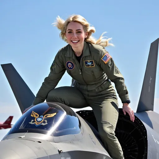 Prompt: Elsa climbs aboard an F-35 as an Air Force pilot
