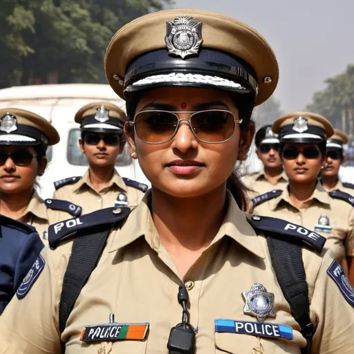 Prompt: India female police, sunglasses