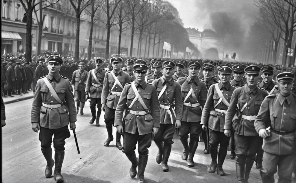 Prompt: Germans march into Paris