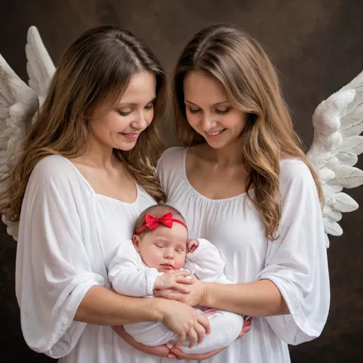 Prompt: angels holding baby girl
