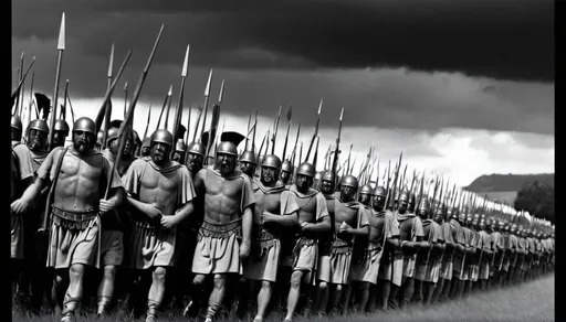 Prompt: Roman army march in enemy land