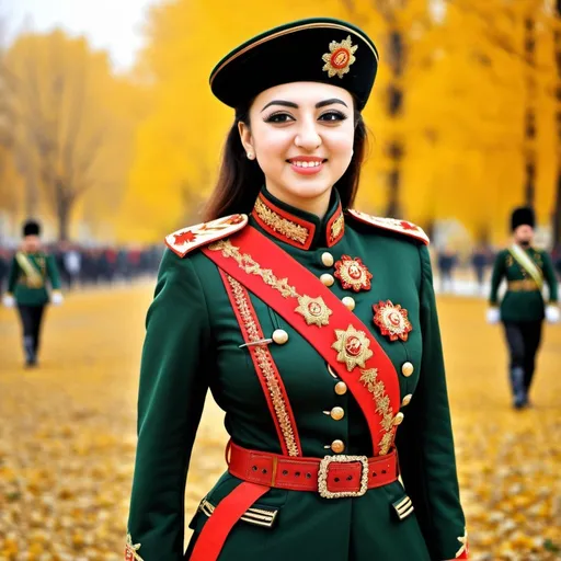 Prompt: Circassian Style female military uniform