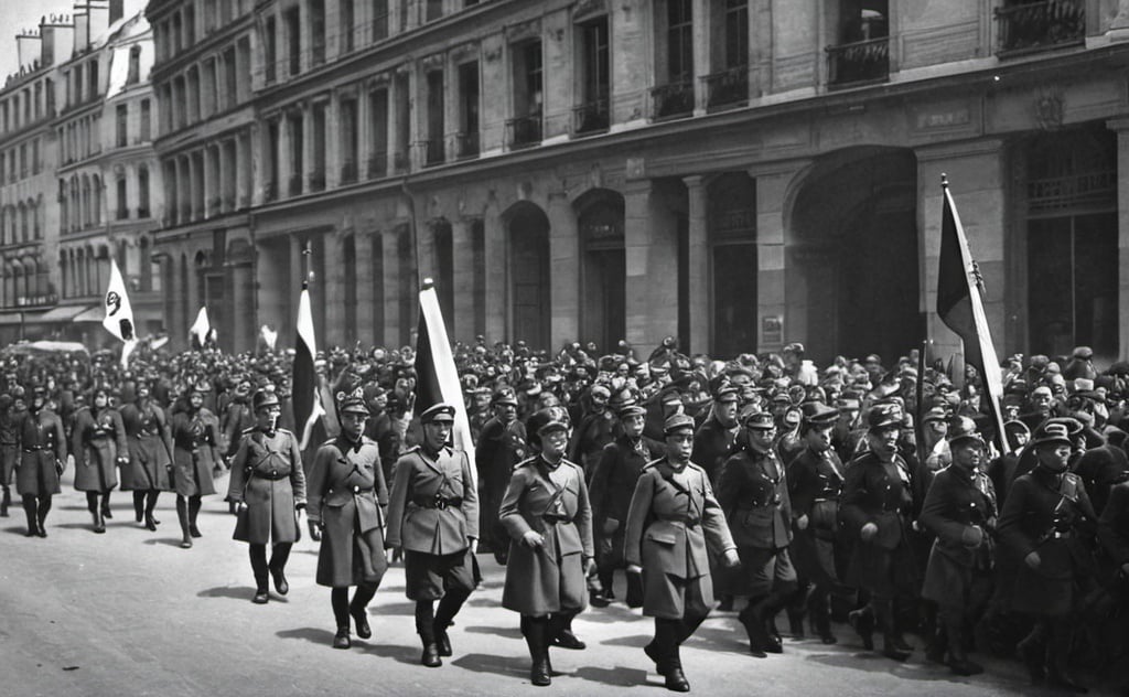 Prompt: Germans march into Paris