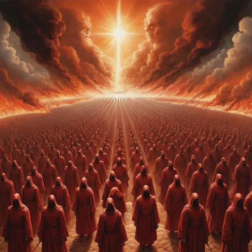 Prompt: We are the heavenly army, we march against (into ) hell