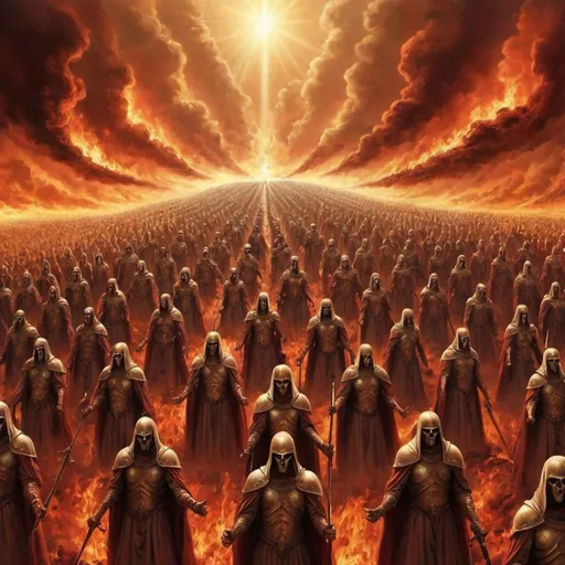 Prompt: We are the heavenly army, we march against (into ) hell