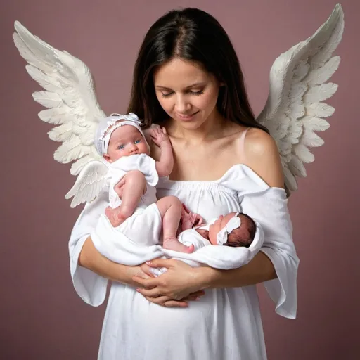Prompt: angels holding baby girl
