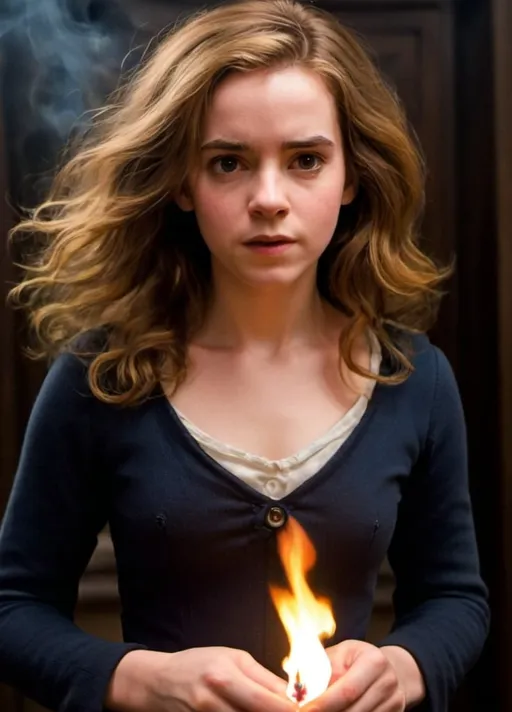 Prompt: A streak of flame passed right across Hermione’s chest. She gave a tiny  ‘Oh!’ As though of surprise and crumpled on to the floor, where she lay motionless.