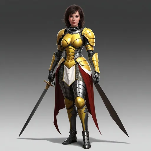 Prompt: Wasp-waist female knight