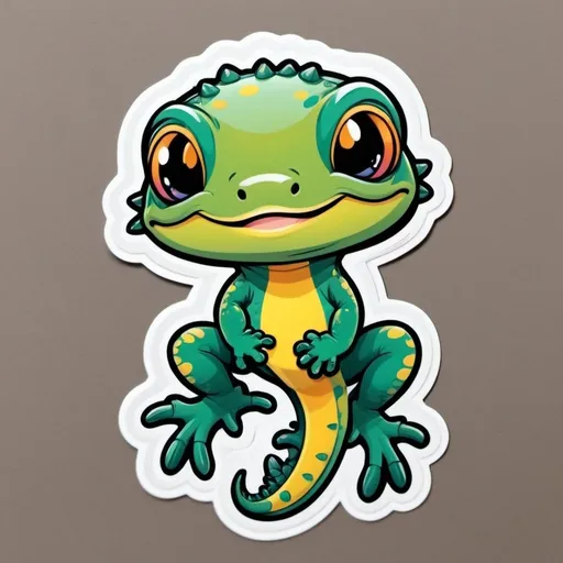 Prompt: die-cut sticker, cute salamander character