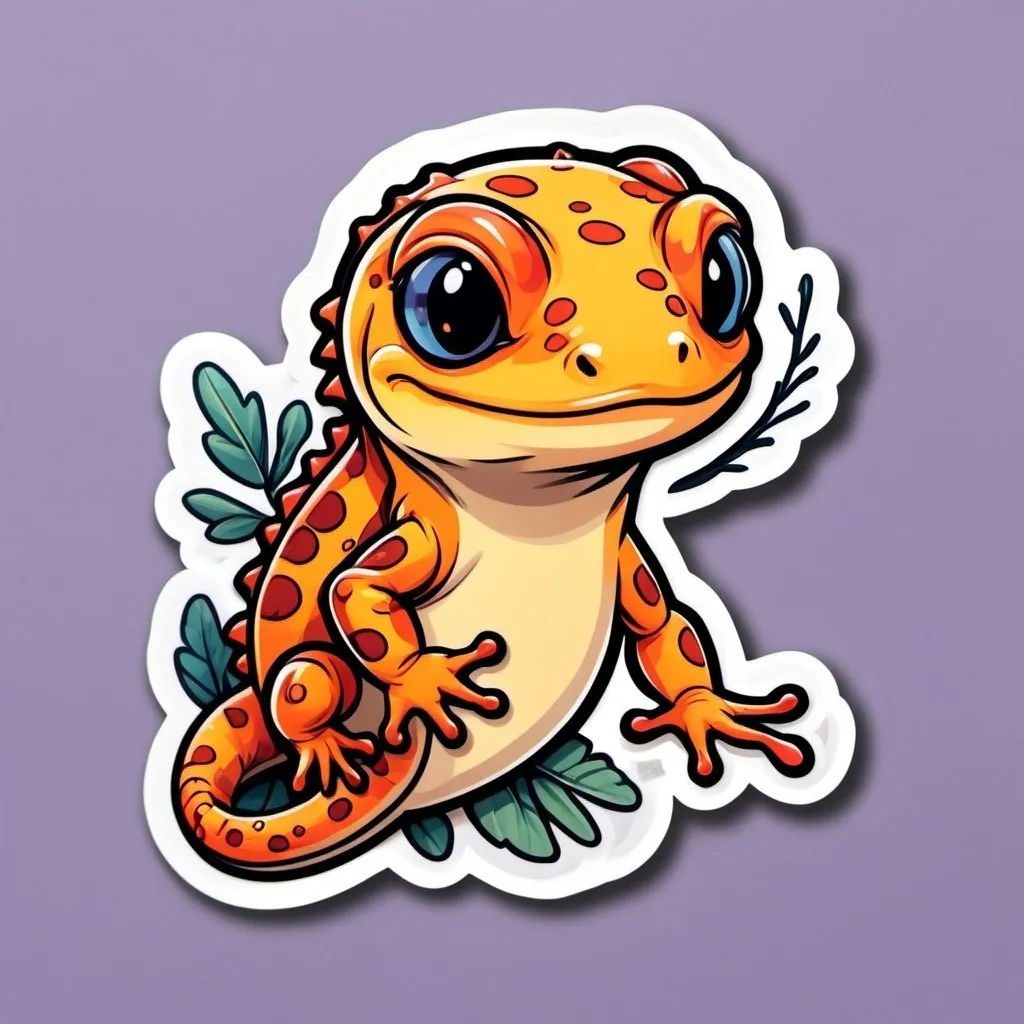 Prompt: die-cut sticker, cute salamander