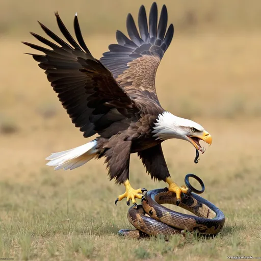 Prompt: Eagle catching a snake 
