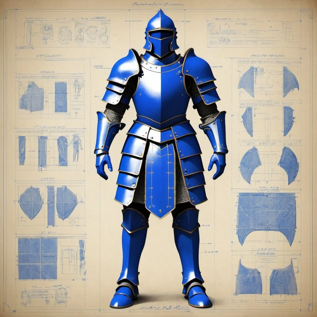 Prompt: a blueprint of a armor