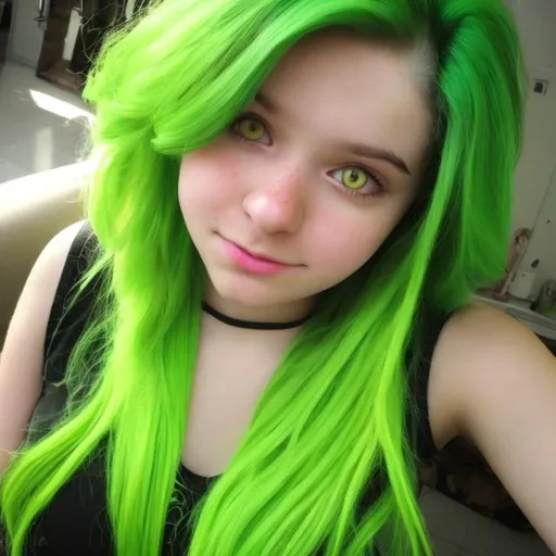 Prompt: e.g. A cute 14 year old transgender person with lime green colored hair