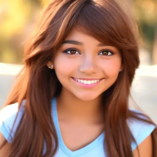 Prompt: e.g. A cute 13 year old Latina girl with brown colored hair and smiling cutely
