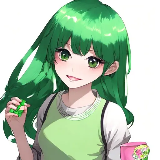 Prompt: e.g. A cute 12 year old girl with tea green colored hair

