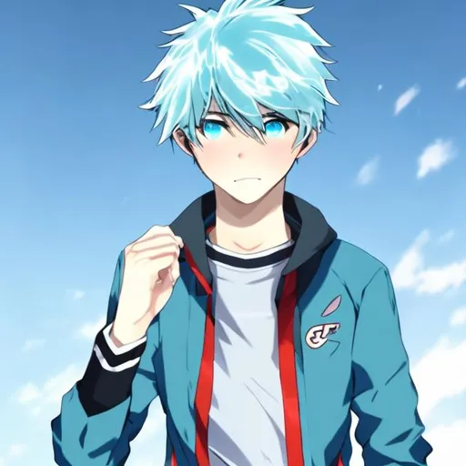 Prompt: e.g. A 16 year old boy with light blue hair
