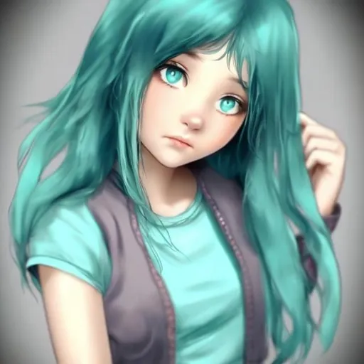 Prompt: e.g. A cute 14 year old girl with teal colored hair
