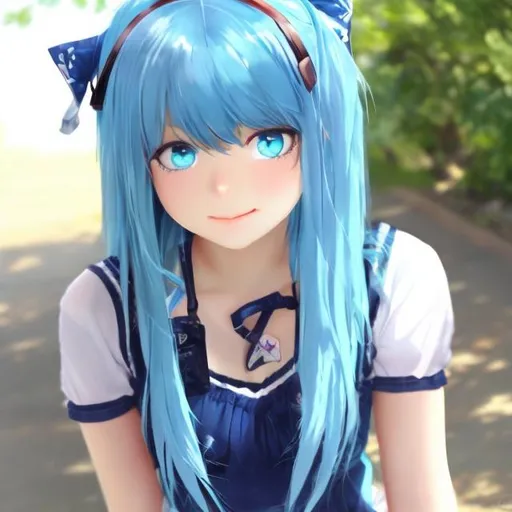 Prompt: e.g. A cute 14 year old girl with blue hair