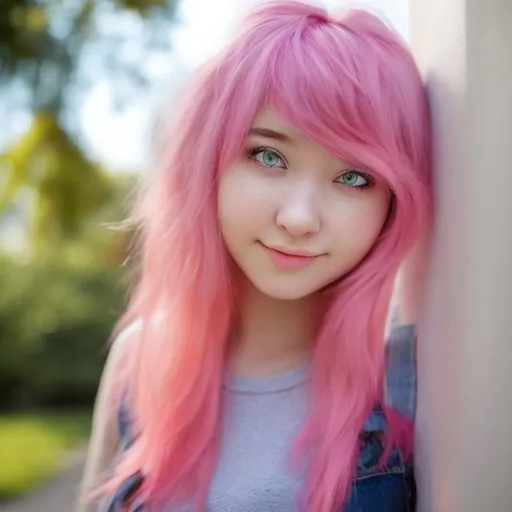 Prompt: e.g. A cute 20 year old  girl with pink colored  hair
