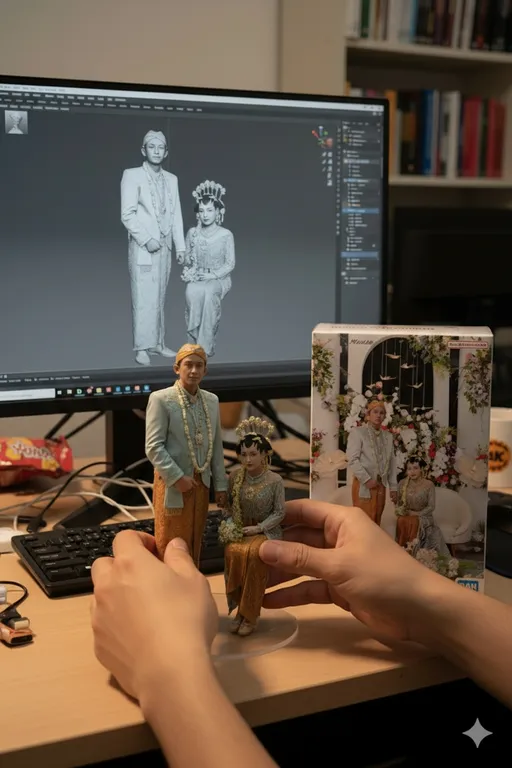 Prompt: There are two hands lifting the statue while turning it left and right after putting it back down