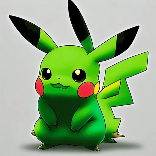 Prompt: Pikachu with green colour