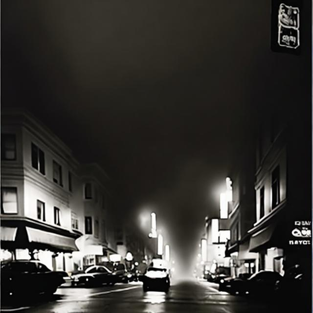 Prompt: Dark foggy evening, Dashiell Hammett‘a San Francisco, noire