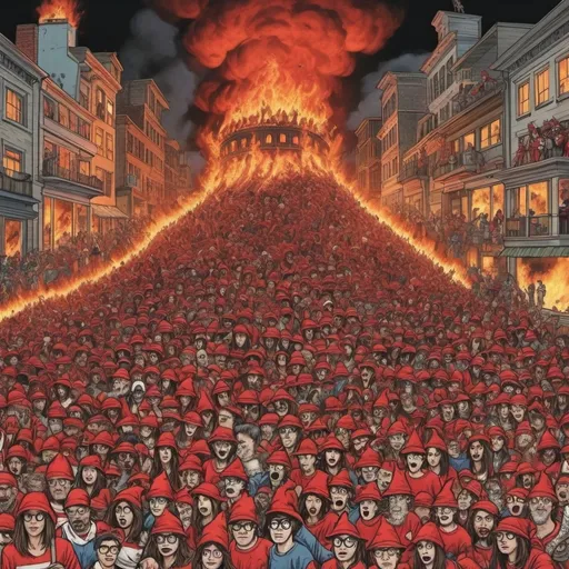 Prompt: Where's Waldo is Evil and burning in hell. 

Demons are flying

the world is coming to an end 