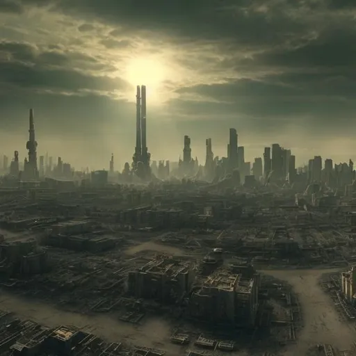 Prompt: Nuclear wasteland city. Live action. Dark 